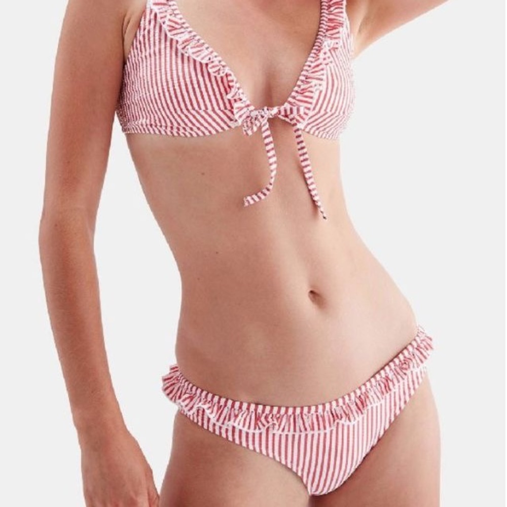 NWT Solid and striped “Milly” bikini bottom in red